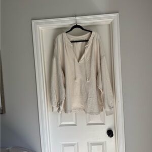 aerie Cream Lightweight Pullover Hoodie